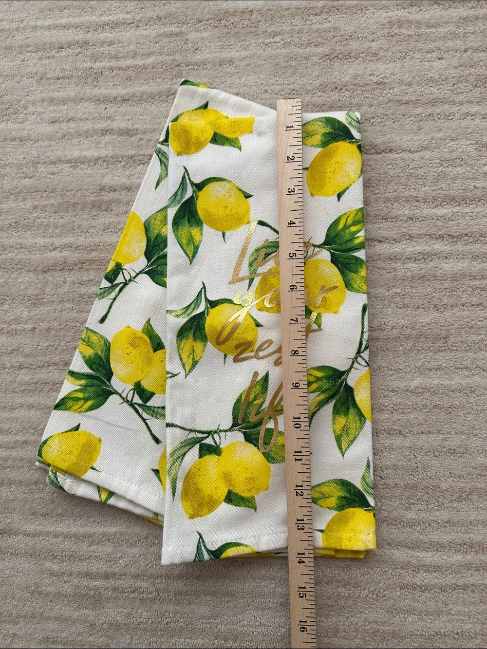 NWOT Set of 2 Kitchen Towels by 8 Oak Lane “Live Your Zest Life” Lemons 28”x18”
